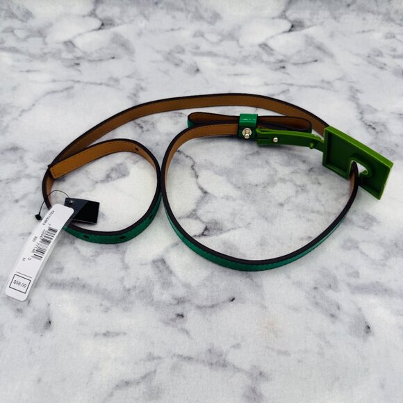 Kate Spade Patent Leather Bow Belt Forest Glen Green,Size M,38in Waist Belt-NEW main image 6